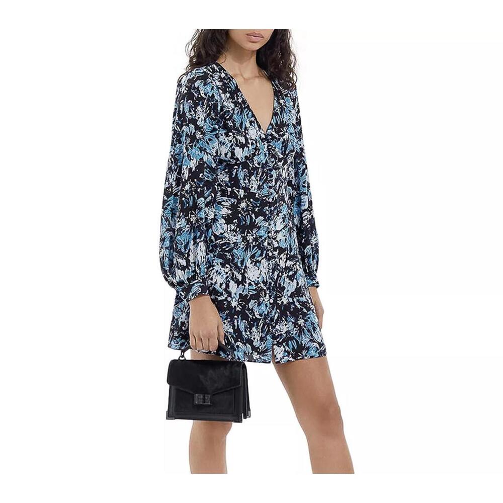 The Kooples Firework Silk Mini Dress Size 1 (US S) Blue Black Floral NWT - Picture 1 of 8